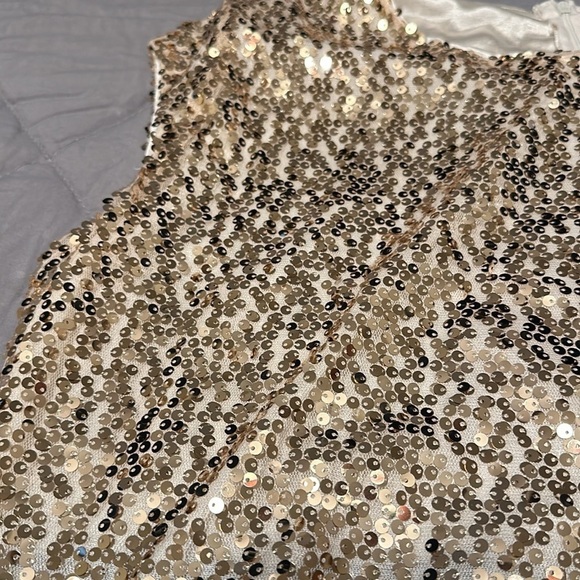 Rose Gal blue and gold  dress NEW - Picture 7 of 10